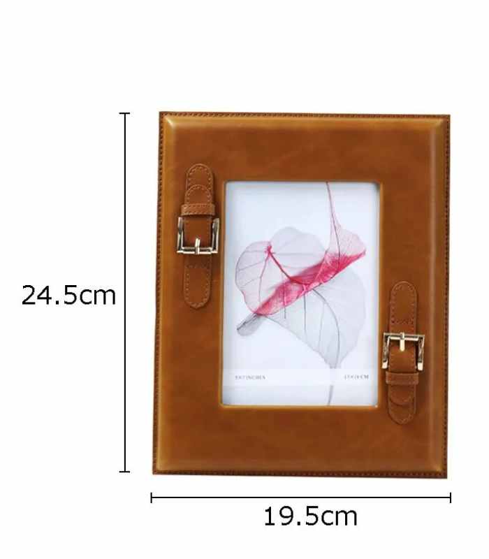 Brown Leather Photo Frame with Buckle