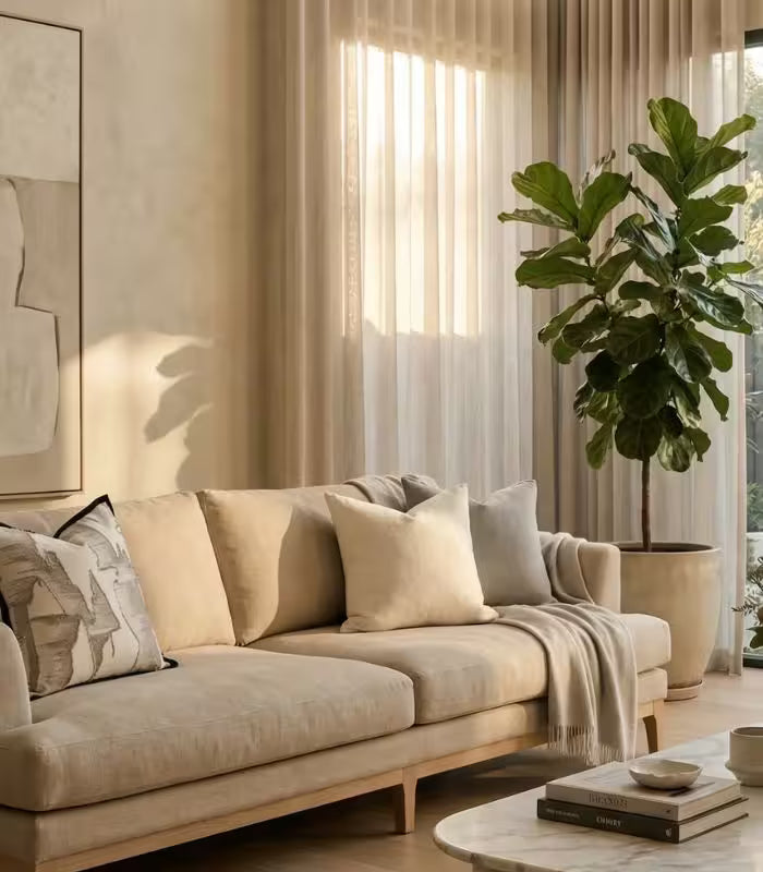 Abstract Brushstroke Cushion Cover – Embroidered Design Cream