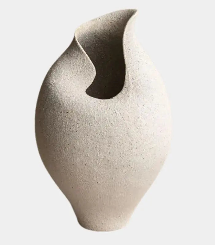 Lacrima Handcrafted Ceramic Vase – Sculptural Organic Form in Textured Cream 30 cm