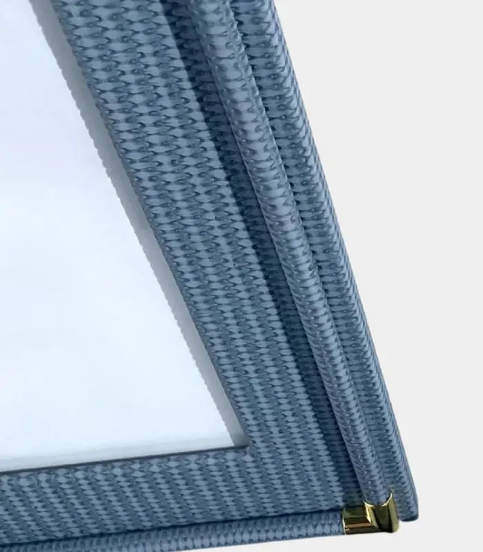 Beaumont Textured Leather Photo Frame – Metallic Corner Accent Design Blue