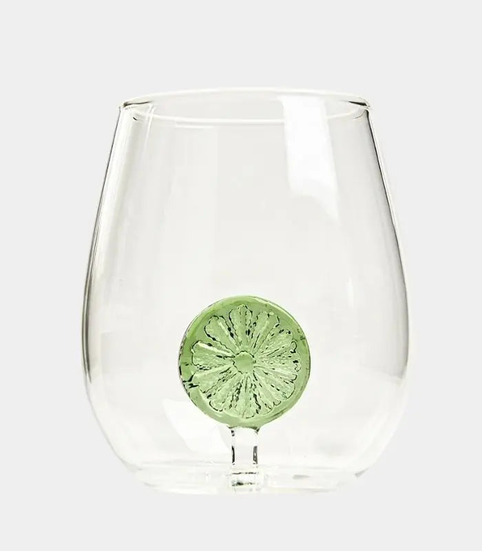 Set 2 Pieces Citrus Glass Tumbler Set – Handcrafted with Fruit Slice Design 350 ml