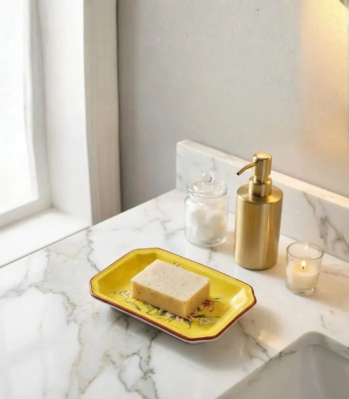 Marigold Ceramic Soap Dish – Hand-Decorated Floral Design