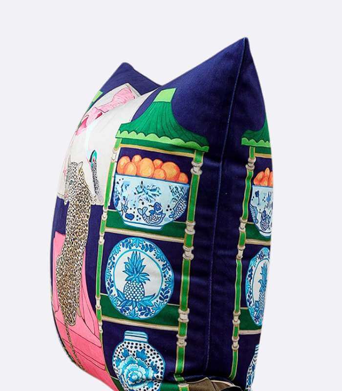 Leopard on Pink Velvet Decorative Pillow Cover - Artistic Animal Print Accent Cushion