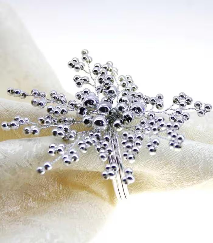 6 Pcs Set Pearl Napkin Rings Beaded 5.5 cm, Napkin Rings