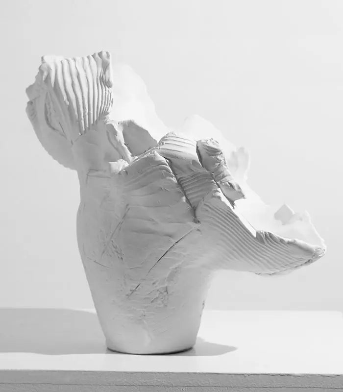 Enigmatic White Sculptural Vase - Handcrafted Modern Art Décor (44cm)