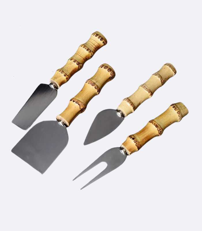 4 Pcs Natural Bamboo Cheese Knives Set