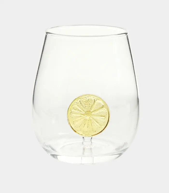 Set of 2 Citrus Glass Tumbler Set – Handcrafted with Lemon Slice Design