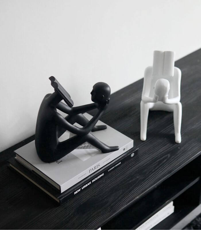 The Contemplation Resin Sculptures – Abstract Figurines in Black or White (22cm / 8.66")
