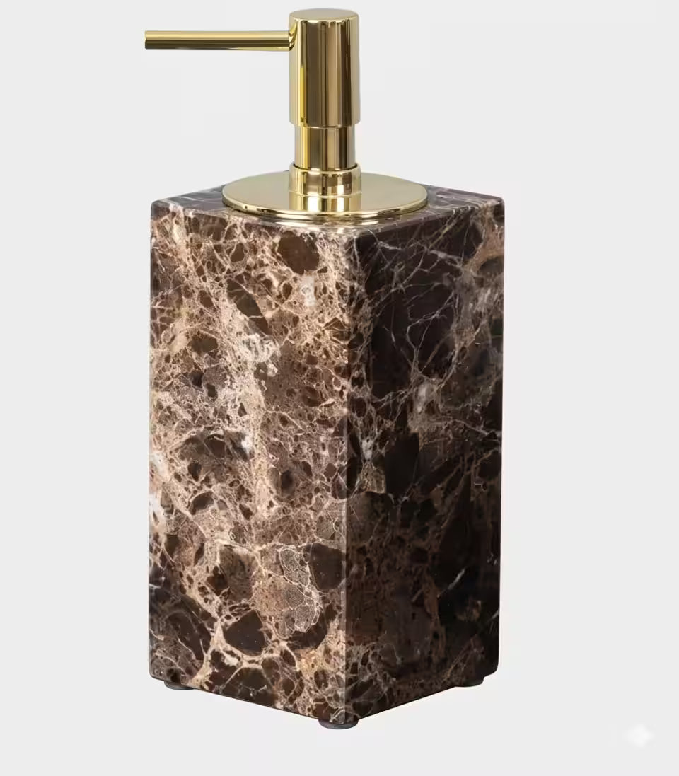 Emperata Natural Marble Soap Dispenser / Lotion Dispenser 19 cm (7.5 in) Brown