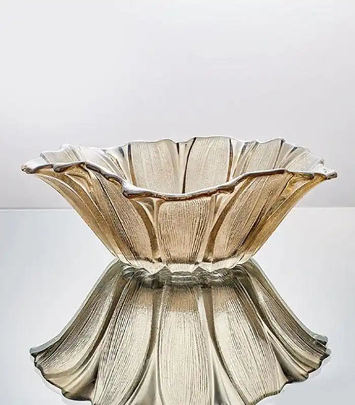 Crystal Glass Decorative Fruit Bowl Golden Yellow