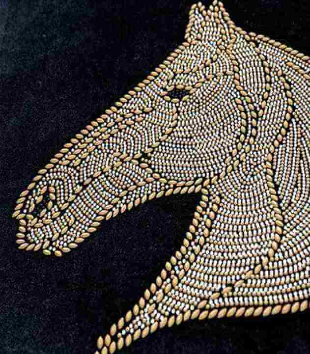 Beaded Horse Head Velvet Cushion Cover with Tassels 45x45 cm