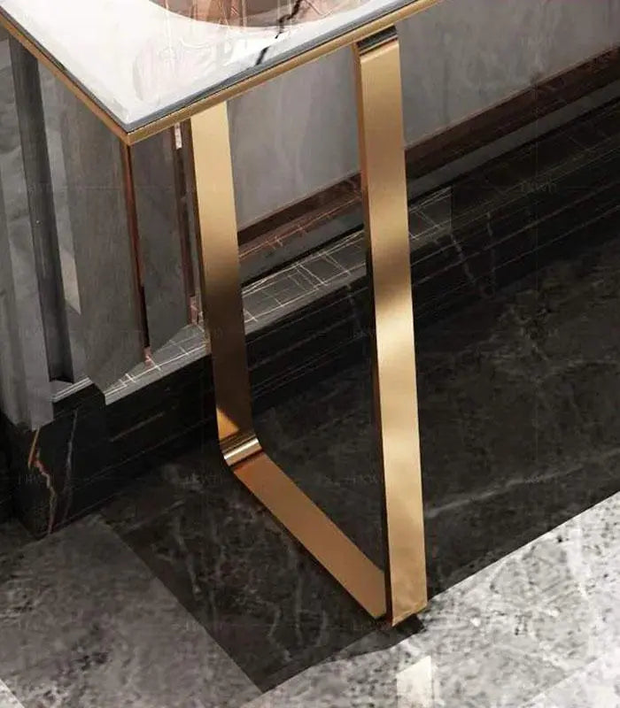 Luxurious Marble with Metal Gold Frame Entrance Art Table