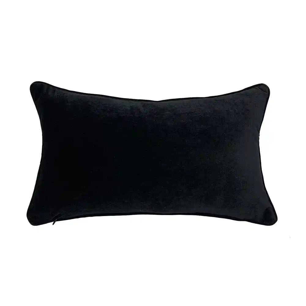 Greca Cushion Cover Pillow Cover Black Velvet Gold Embroidery 30x50cm