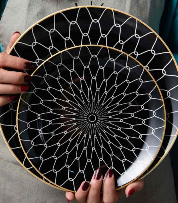 Tableware Porcelain Plates Black White