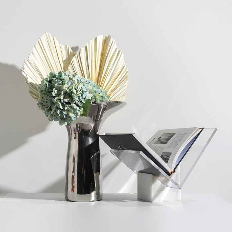 Decorative Desktop Book Stand Marble and Acrylic 2.6 kg
