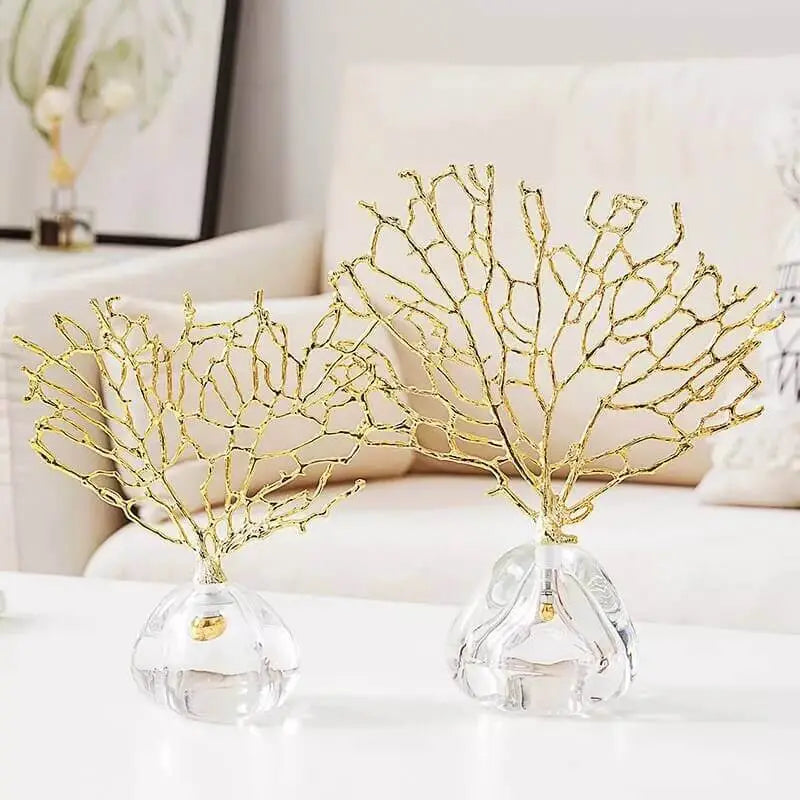 Decorative Coral Crystal Metal Golden