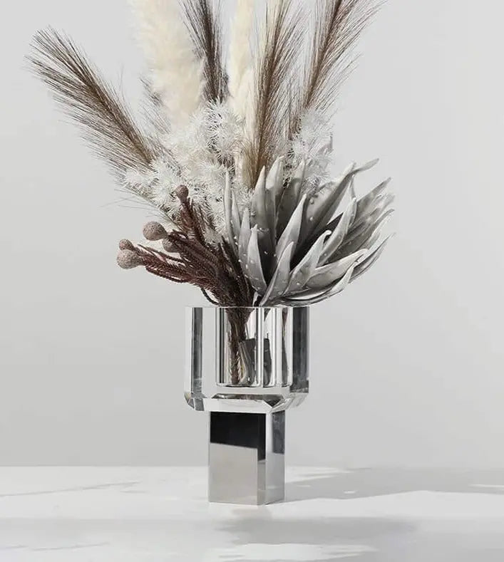 Crystal Glass Tabletop Vase Decorative 19 cm