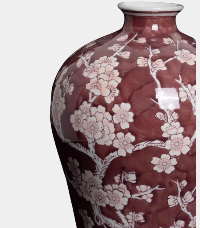 Cherry Blossom Meiping Porcelain Vase - Handpainted Floral Artistry 32cm