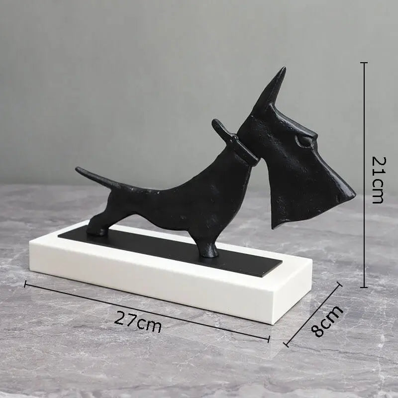 Dog Sculpture on Marble Stand 27cm