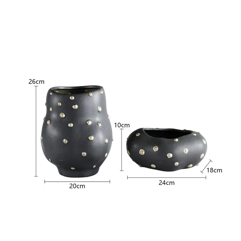 Decorative Table Vase Paola and Bowl Black & Gold