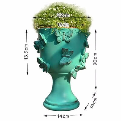 Plant Pot Planter Decorated with Butterflies 30 cm (11.8 in) Resin
