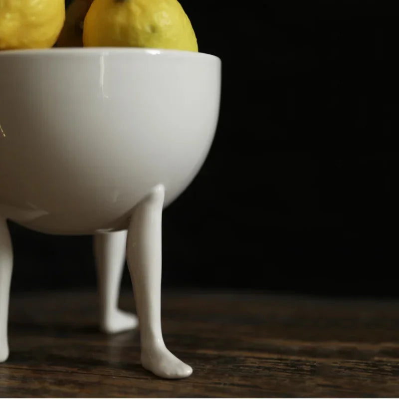 Abstract Ceramic Oval Bowl Footed Fruit Bowl 15.8 cm