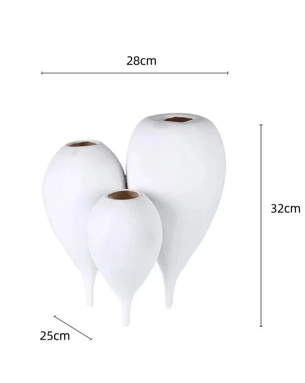 Modern Abstract Resin Vase Set - Sculptural White Wave Design 32 cm