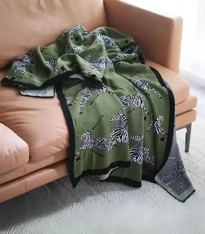 Zebra Knitted Throw Blanket Cotton 1kg