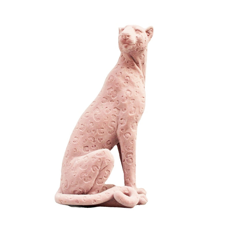 Artisan Flocked Leopard Sculpture | Elegant Wildlife Decor in Three Distinctive Styles