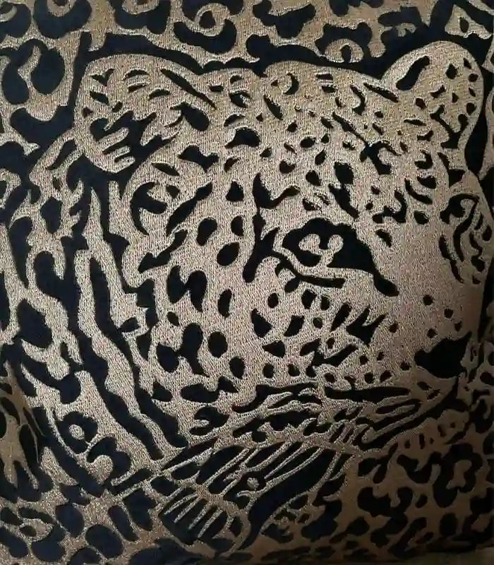 Panthera Embroidered Velvet Cushion – Leopard Portrait Design Black