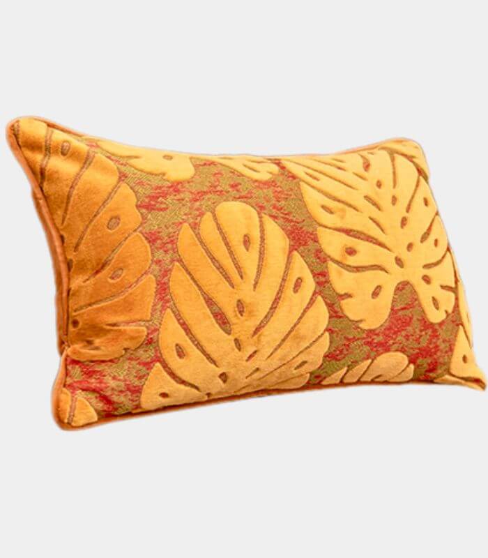 Velvet Floral Garden Cushion Cover Velvet Embroidery Orange