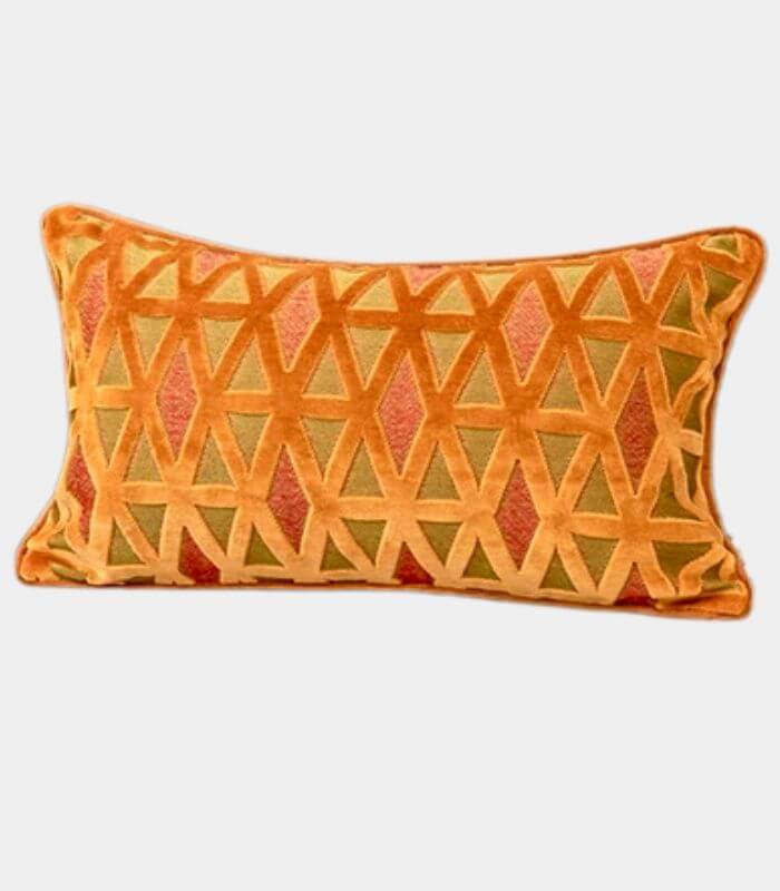 Velvet Floral Garden Cushion Cover Velvet Embroidery Orange