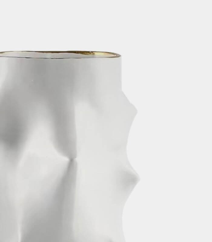 Sculptural Resin Vase – Contemporary Geometric White Design Large