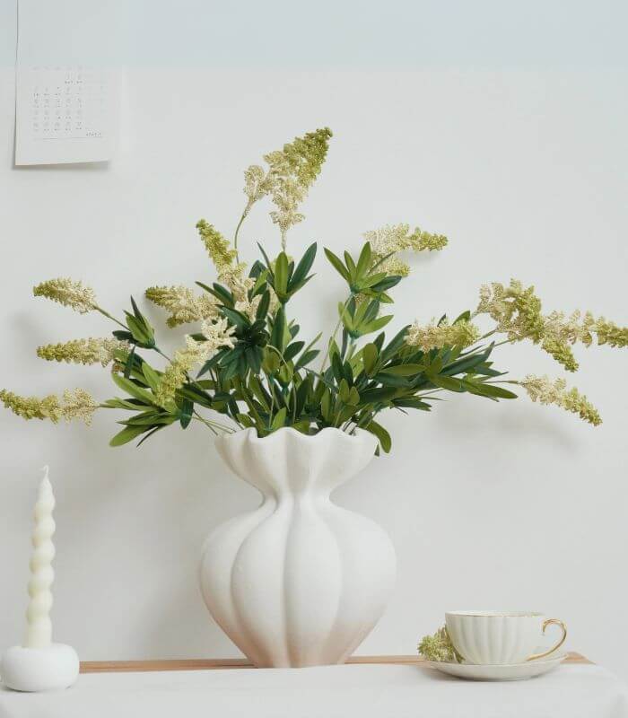 Delmara Tabletop Vase Large Textured White Ceramic