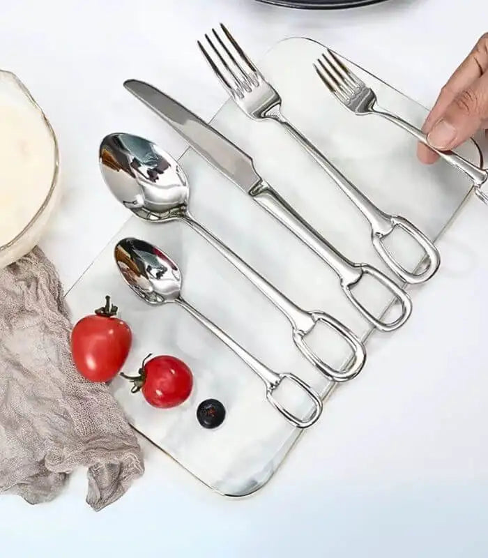 Set 30 Pcs Cutlery Set 304 Stainless Steel Buckle Handle for 6 People