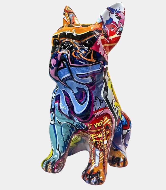 French Bulldog Sculpture Graffiti Style Living Room Decoration Resin
