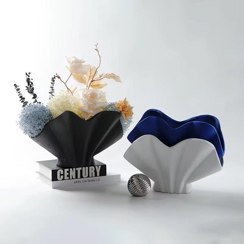 Modern Shell-Shaped Ceramic Vase - 36cm Centerpiece Vase Home Décor