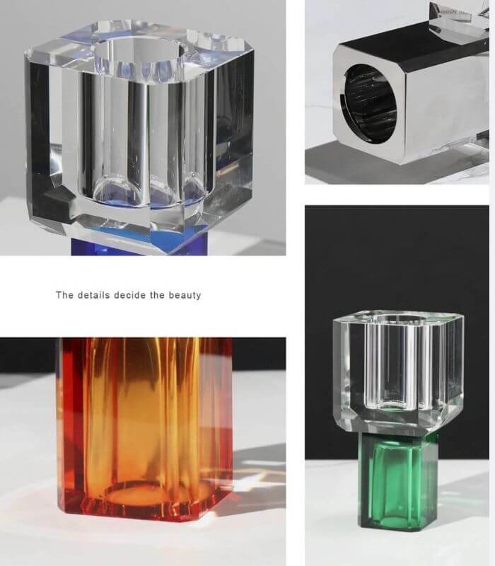 Crystal Glass Tabletop Vase Decorative 19 cm