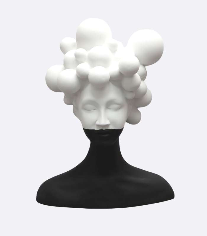 Modern Bust Sculpture Resin Handcrafted Black and White Large 49 cm