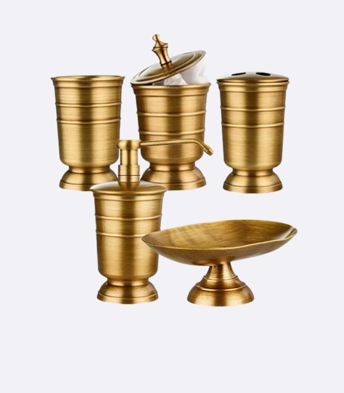 Bathroom Accessories Set Brass
