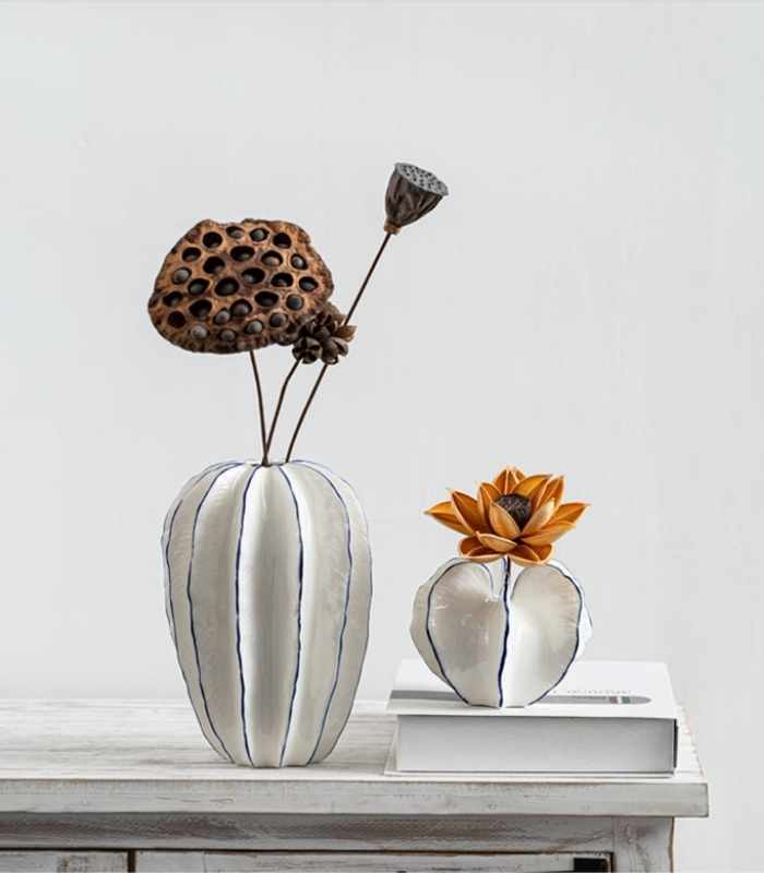 Ocean Star Vase Ceramic White Blue 12 cm