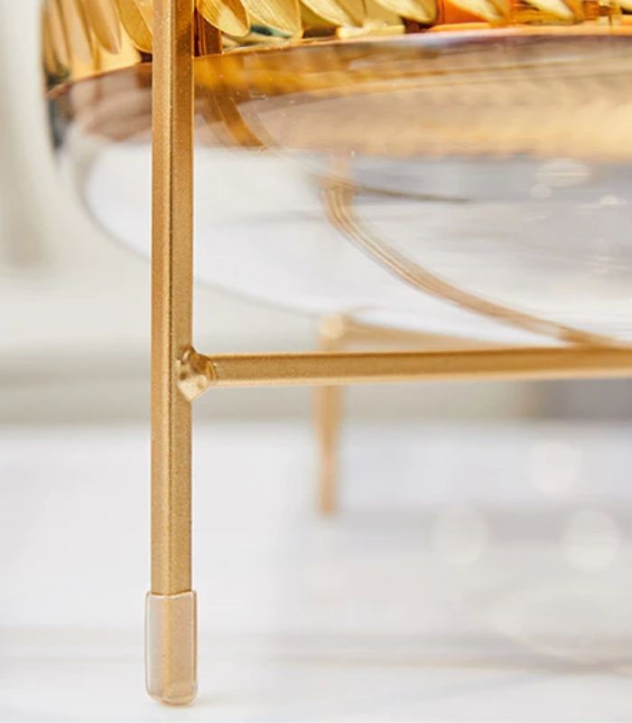 Crystal Fruit Bowl with Metal Wire Stand - Luxury Centerpiece
