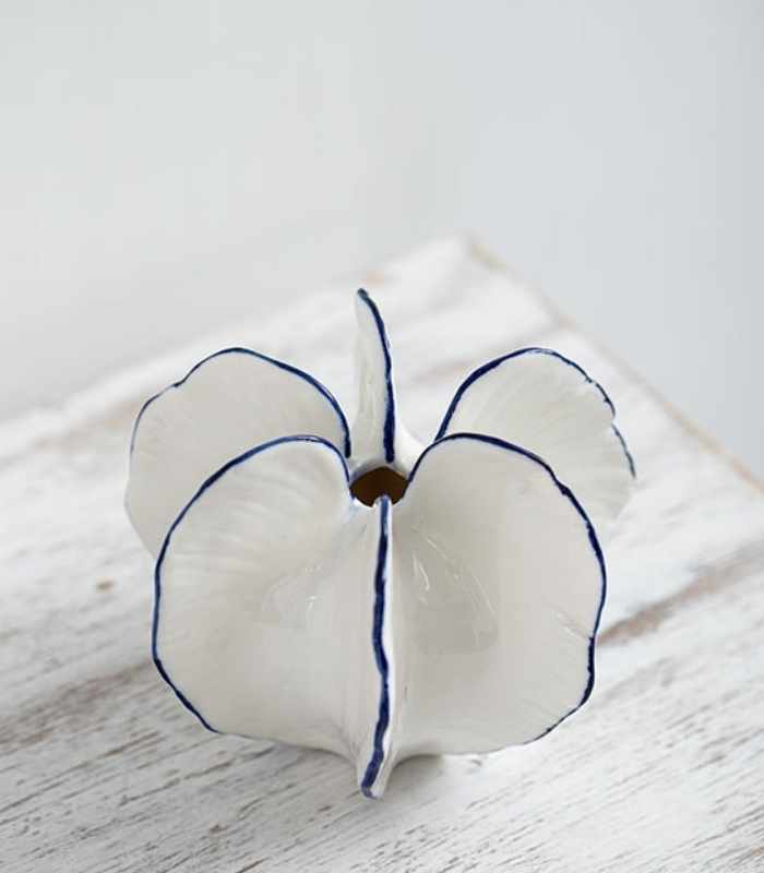 Ocean Star Vase Ceramic White Blue 12 cm