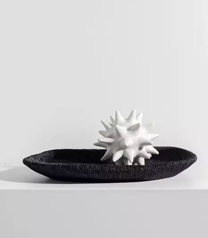 Modern Coral Texture Tray Decor Resin 34 cm Black