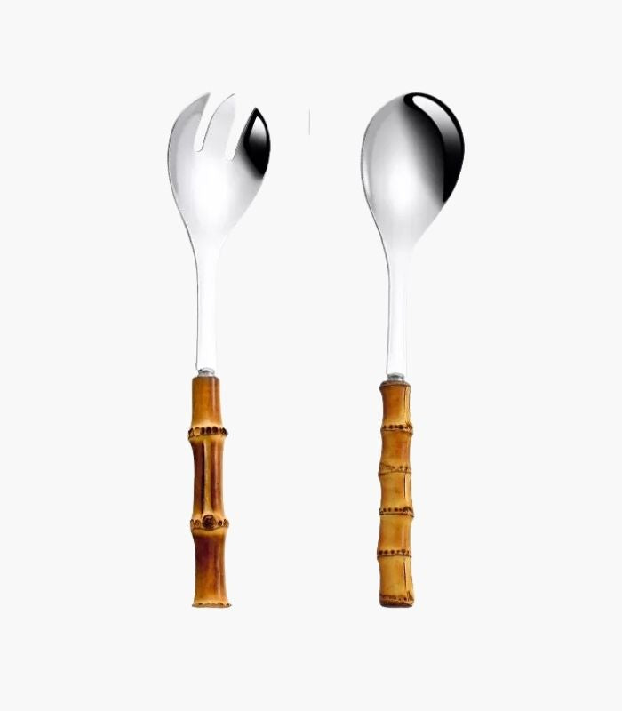Bamboo Handle Salad Serving Utensils Kitchen Accessories