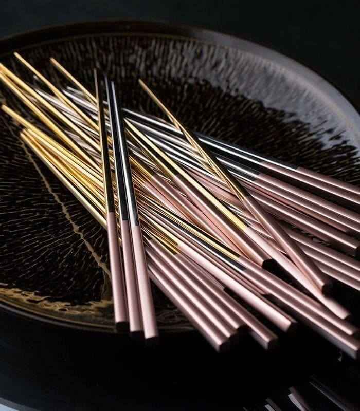 10 Pairs Chopstick Set Stainless Steel Pink Reusable 23.5 cm
