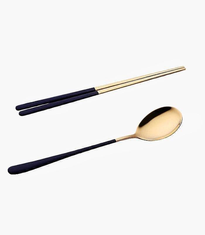 2pcs/set Japanase Chopsticks and Spoon Set Stainless Steel Tableware