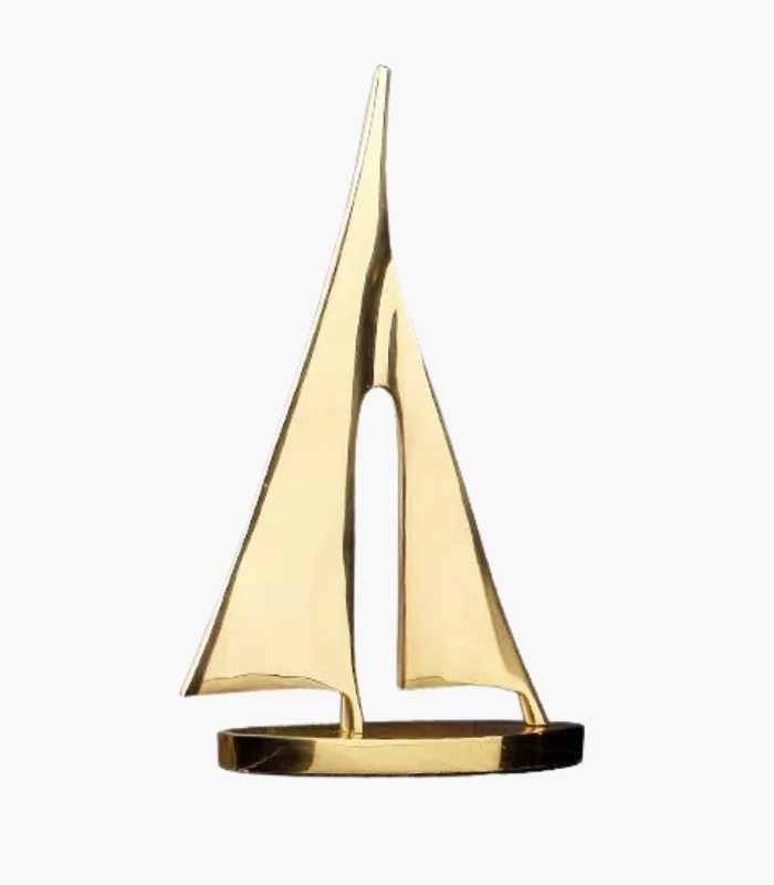 Sailboat Copper Sculpture Home Decoration Gold 20cm