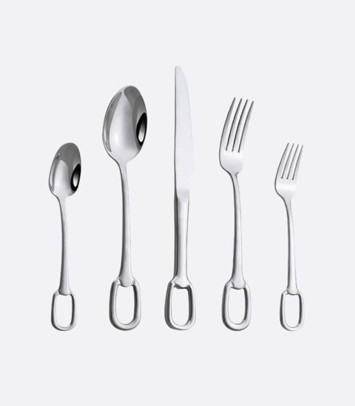 Set 30 Pcs Cutlery Set 304 Stainless Steel Buckle Handle for 6 People