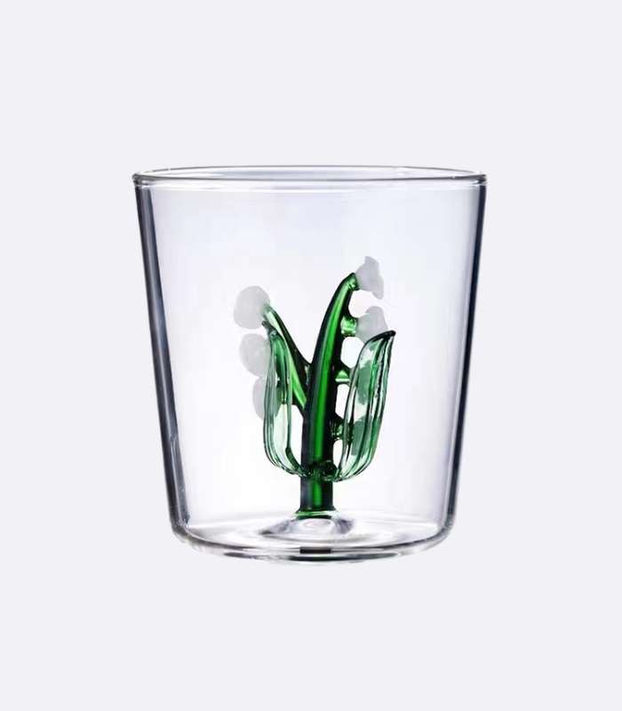 Drinking Glass Lily Of The Valley Transparent Hand-Blown Glass 370ml